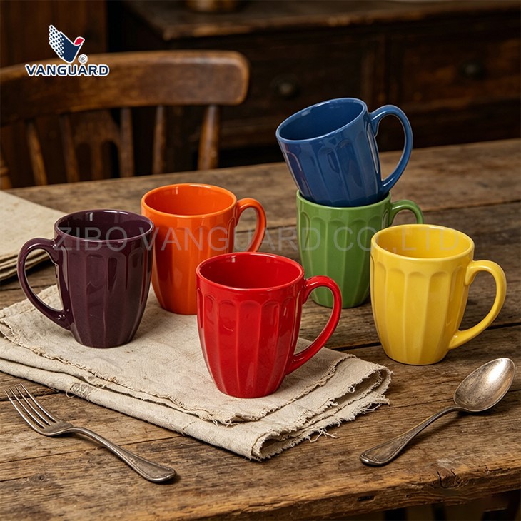 Ribbed Glazed Mugs